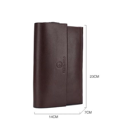 Men's Leather Wristlet Wallet – Multifunctional Clutch with Zippered Pockets