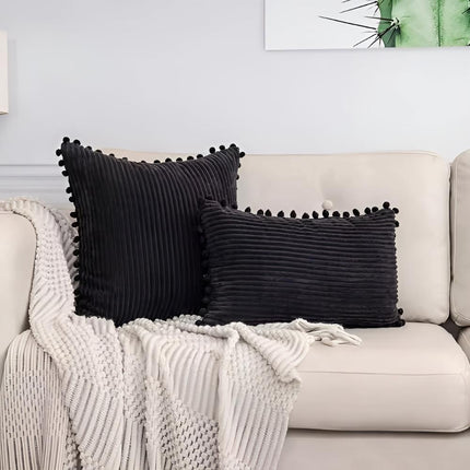 Corduroy Throw Pillow – Soft Ribbed Velvet Cushion Cover for Sofa & Bed – Multiple Trendy Colors