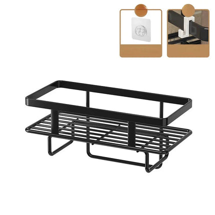 Black Over-the-Toilet Bathroom Shelf – Space-Saving Storage Rack, No Drilling, Modern Metal Organizer