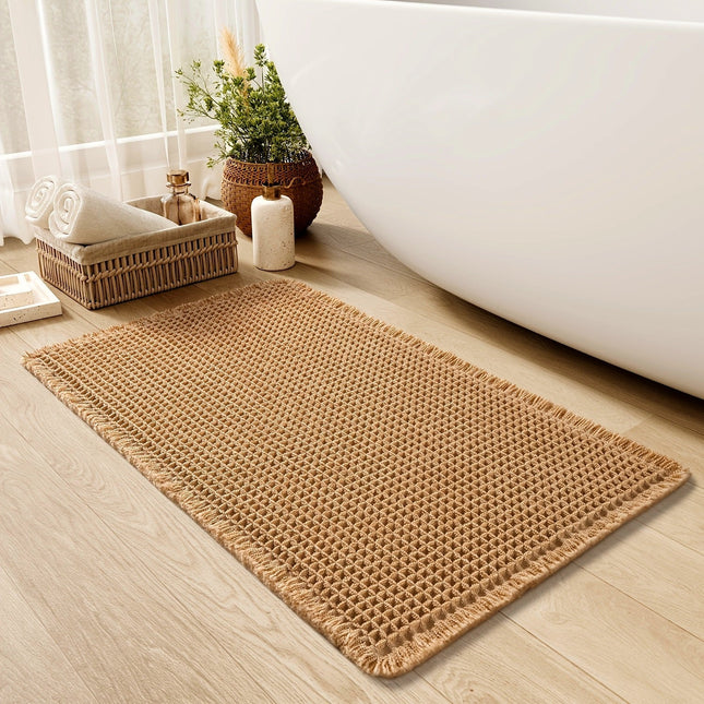 AbsorbEase Ultra Bath Mat 24" x 16" – Super Absorbent Waffle Design, Non-Slip & Machine Washable