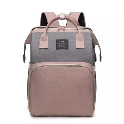 Multifunctional Diaper Backpack with Foldable Baby Bed & USB Charging Port – Waterproof & Spacious Travel Bag for Parents