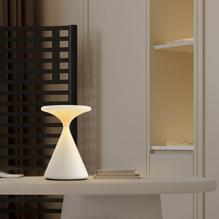 Wireless Hourglass LED Table Lamp – Modern USB-Rechargeable Ambient Light for Bedroom & Living Room