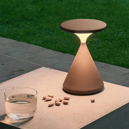 Wireless Hourglass LED Table Lamp – Modern USB-Rechargeable Ambient Light for Bedroom & Living Room