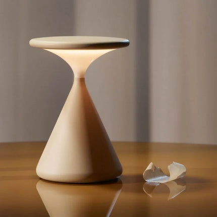 Wireless Hourglass LED Table Lamp – Modern USB-Rechargeable Ambient Light for Bedroom & Living Room