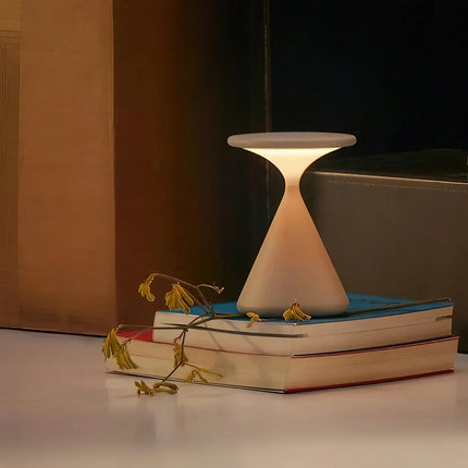 Wireless Hourglass LED Table Lamp – Modern USB-Rechargeable Ambient Light for Bedroom & Living Room
