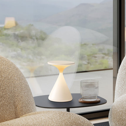 Wireless Hourglass LED Table Lamp – Modern USB-Rechargeable Ambient Light for Bedroom & Living Room
