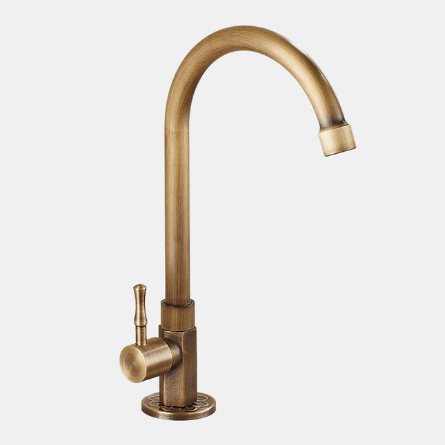 Antique Brass Swan Neck Kitchen Faucet – Elegant High-Arc Design for Farmhouse & Vintage Kitchens