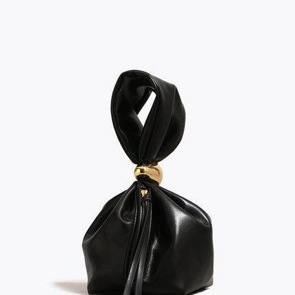 Luxury PU Leather Evening Clutch with Gold Bow Closure – Elegant Party Handbag for Women