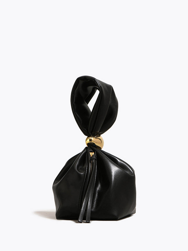 Luxury PU Leather Evening Clutch with Gold Bow Closure – Elegant Party Handbag for Women