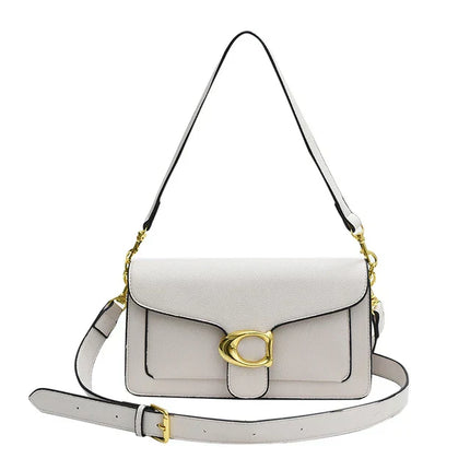 Elegant Vegan Leather Shoulder Bag with Gold Buckle – Timeless Design for Every Occasion