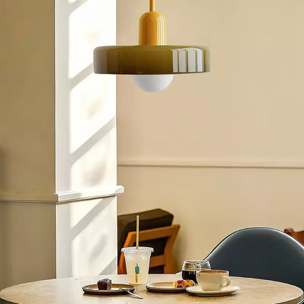 Modern Art Deco Glass Pendant Light – Colorful Halo Ceiling Lamp 9.8"–13.8" Diameter