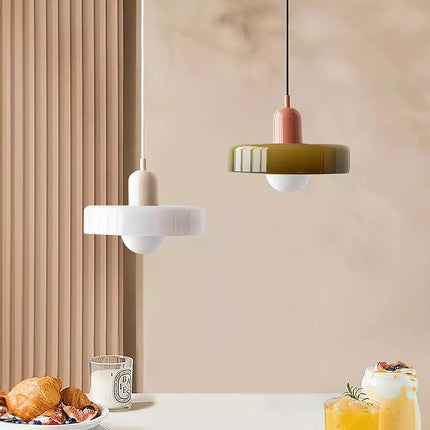 Modern Art Deco Glass Pendant Light – Colorful Halo Ceiling Lamp 9.8"–13.8" Diameter