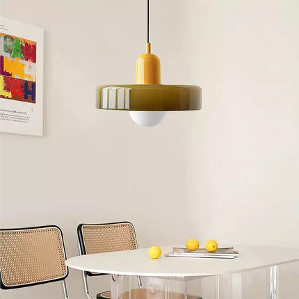 Modern Art Deco Glass Pendant Light – Colorful Halo Ceiling Lamp 9.8"–13.8" Diameter