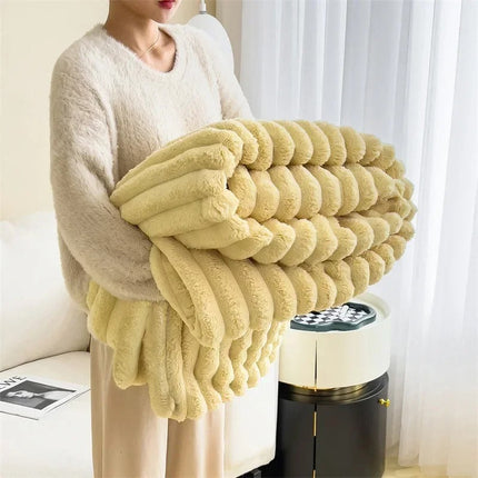Cozy Striped Flannel Fleece Throw Blanket – Soft & Lightweight for Living Room or Bedroom