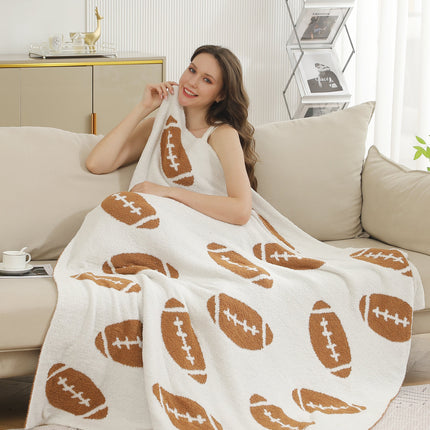 Football Patterned Luxury Soft Fleece Throw Blanket – 50X55Inch | Cozy Sports Fan Plaid for Couch, Bed & Stadium