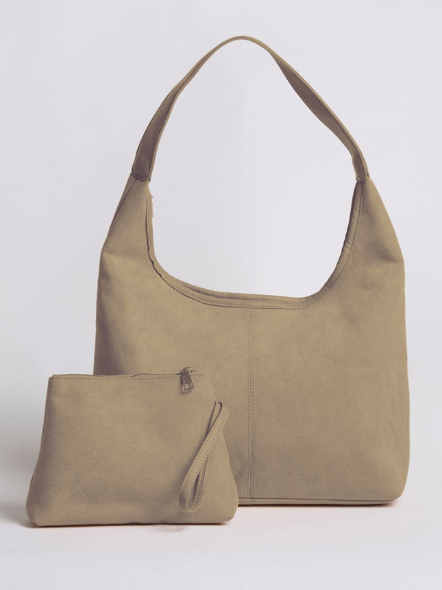 Black Suede Shoulder Bag – Minimalist & Spacious Design