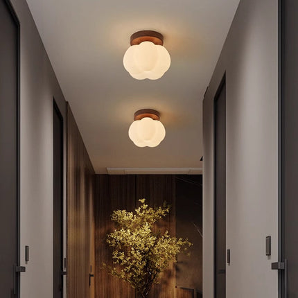 LED Pumpkin-Shaped Flush Mount Ceiling Light 6.3" Ø x 5.5" H — Cozy Ambient Lighting for Kids Room, Hallway & Kitchen