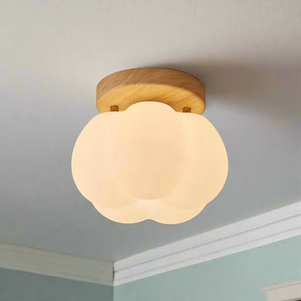 LED Pumpkin-Shaped Flush Mount Ceiling Light 6.3" Ø x 5.5" H — Cozy Ambient Lighting for Kids Room, Hallway & Kitchen