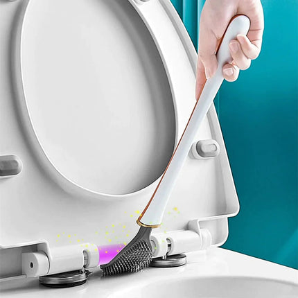 Silicone Toilet Brush with Wall Mount Holder – Hygienic, Non-Scratch & Space-Saving Bathroom Cleaner
