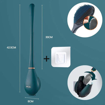 Silicone Toilet Brush with Wall Mount Holder – Hygienic, Non-Scratch & Space-Saving Bathroom Cleaner