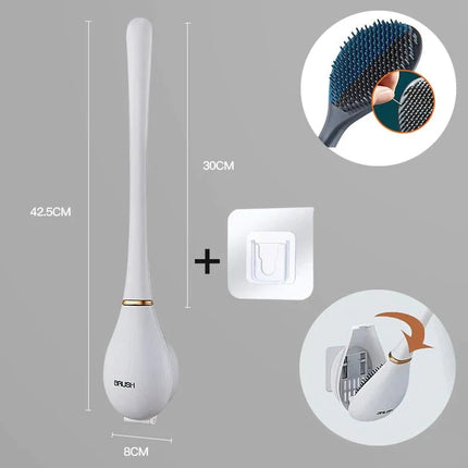 Silicone Toilet Brush with Wall Mount Holder – Hygienic, Non-Scratch & Space-Saving Bathroom Cleaner