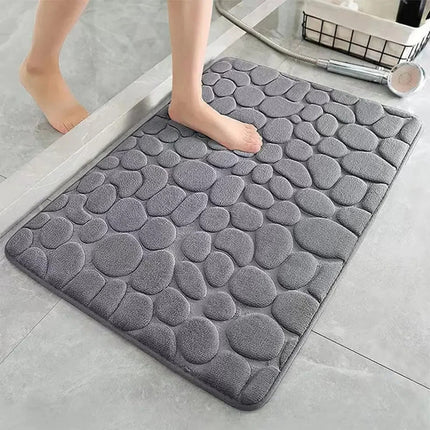 CobbleSoft 3D Pebble Bath Mat 16" x 24" – Non-Slip, Quick-Dry & Ultra-Absorbent Bathroom Rug