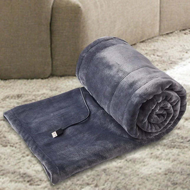 Portable USB Heated Electric Throw Blanket 59.1″ x 31.5″ – Plush, 3-Level Adjustable Warmth for Home, Office & Travel