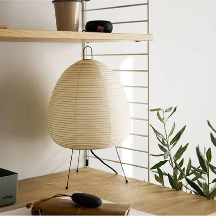 Japanese Rice Paper Table Lamp 14" x 7" – Minimalist Soft Light for Modern Home Décor