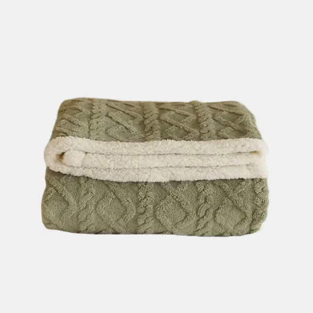 Double-Layer Wool & Fleece Throw Blanket 59" x 79" – Soft, Warm & Stylish for Couch or Bed