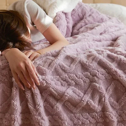 Double-Layer Wool & Fleece Throw Blanket 59" x 79" – Soft, Warm & Stylish for Couch or Bed