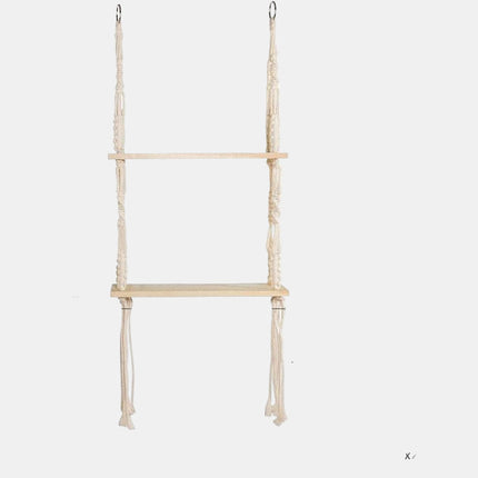 Handmade Double Wooden Wall Shelf 15.7" x 5.5" – Boho Wall Décor & Stylish Storage for Home