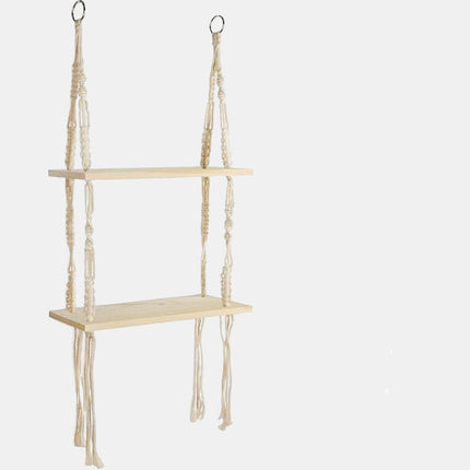 Handmade Double Wood Wall Shelf – Boho Chic Hanging Decor & Stylish Storage 15.7" x 5.5" x 37"