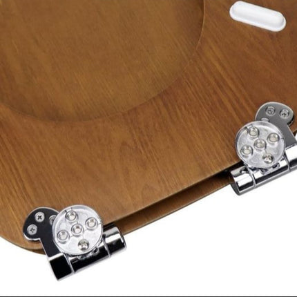 Elegant Wooden Toilet Seat with Soft-Close Hinges – Oval Bathroom Accessory for Modern & Rustic Décor