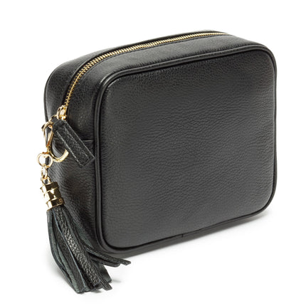 Elegant Black Crossbody Bag for Women – Adjustable Strap, Vegan Leather, Chic Tassel Detail