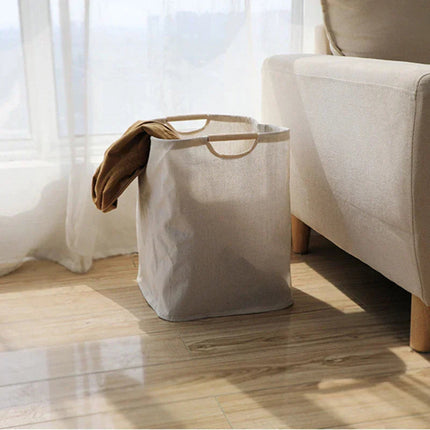 Foldable Japanese-Style Laundry Basket – Cotton & Linen Storage Hamper 15.7" x 13.8" x 19.7"