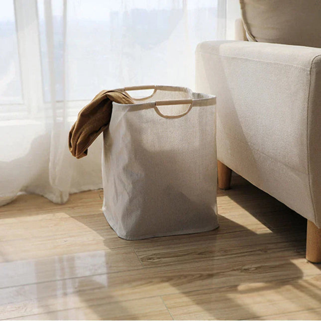 Foldable Japanese-Style Laundry Basket – Cotton & Linen Storage Hamper 15.7" x 13.8" x 19.7"