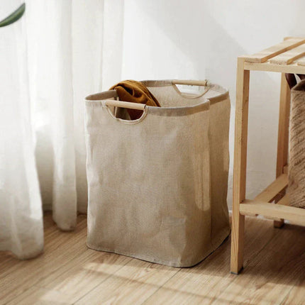 Foldable Japanese-Style Laundry Basket – Cotton & Linen Storage Hamper 15.7" x 13.8" x 19.7"