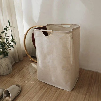 Foldable Japanese-Style Laundry Basket – Cotton & Linen Storage Hamper 15.7" x 13.8" x 19.7"