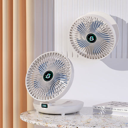 Portable Foldable Standing Fan – USB Rechargeable, Adjustable Height, Quiet 4-Speed Pedestal Fan for Home & Office