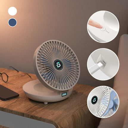 Portable Foldable Standing Fan – USB Rechargeable, Adjustable Height, Quiet 4-Speed Pedestal Fan for Home & Office
