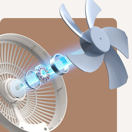 Portable Foldable Standing Fan – USB Rechargeable, Adjustable Height, Quiet 4-Speed Pedestal Fan for Home & Office