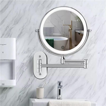 Rechargeable LED Makeup Mirror with 5x Magnification – Portable Vanity Mirror with Adjustable Light & 360° Rotation