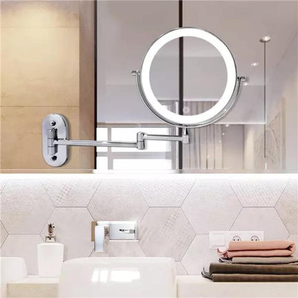 Rechargeable LED Makeup Mirror with 5x Magnification – Portable Vanity Mirror with Adjustable Light & 360° Rotation