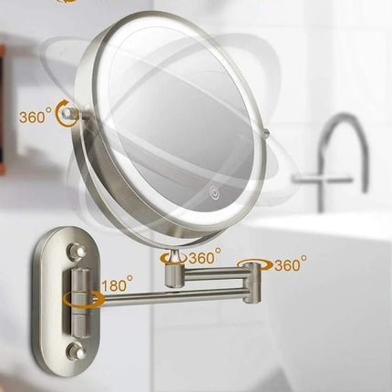 Rechargeable LED Makeup Mirror with 5x Magnification – Portable Vanity Mirror with Adjustable Light & 360° Rotation