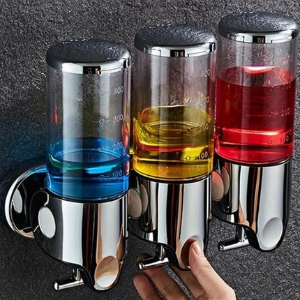 Wall-Mounted Stainless Steel Soap Dispenser – Modern Silver Bathroom Accessory