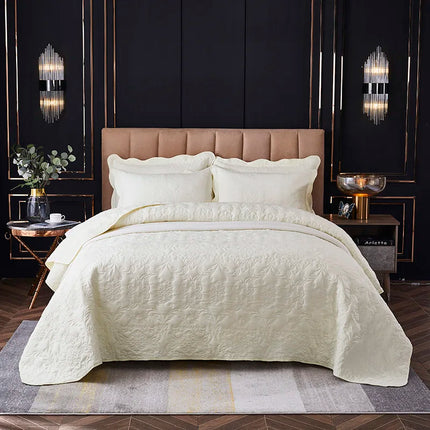 White Cotton Quilt 59" x 79" & 79" x 87" – Luxury Bedspread & Lightweight Coverlet for All Seasons