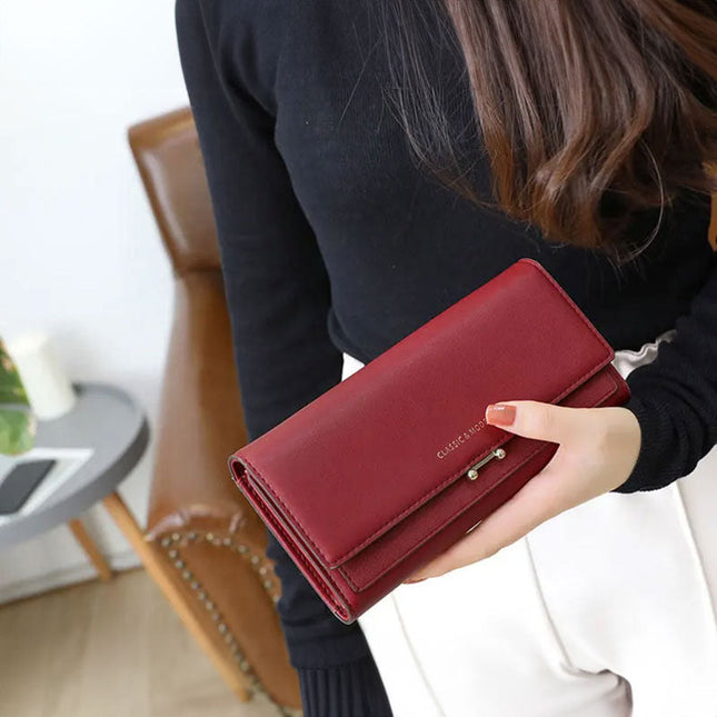Luxe Women's Wallet – Premium Faux Leather, Multiple Card Slots, Smartphone Compartment, Secure Zipper Closure