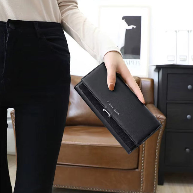 Luxe Women's Wallet – Premium Faux Leather, Multiple Card Slots, Smartphone Compartment, Secure Zipper Closure