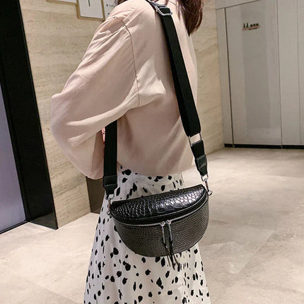 Trendy Croco Waist Bag with Double Zipper – Stylish & Functional Fanny Pack