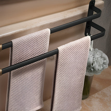Wall-Mounted Towel Rack Ladder – No-Drill Installation, Space-Saving Aluminum Bathroom Organizer